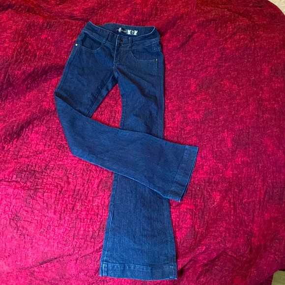 Dark blue nitrogen jeans. Flared - Picture 1 of 6